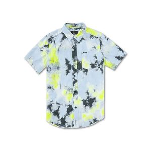 Camicia Casual da Uomo Volcom Saturate in Popeline 100% Cotone a Maniche Corte Traspirante, Colore Lime Tie Dye Blu, con Colletto Abbottonato, Varie Taglie - Product Image 3