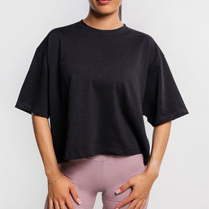 Recién llegado, Camiseta corta de gran tamaño de alta calidad, ropa de calle informal para mujer, camisetas de gran tamaño cortas personalizadas transpirables de secado rápido - Product Image 5