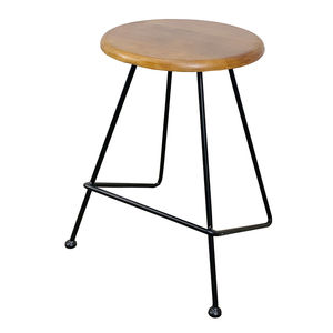 Industrial-Style Round <b>Wooden</b> <b>Stool</b> with Iron Legs in Various Colors (GCF029) - Product Image 1