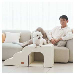 [AllmioPet] Indoor Pet Stairs 3 <b>Step</b> 3 in 1 Cave Style Ivory AMP C3 IV Soft Cloud Fabric <b>Dog</b> Cat Furniture Access - Product Image 4