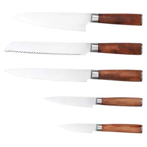 Ensemble de couteaux de chef, ensemble de 5 couteaux de cuisine avec lames ultra-affûtées en acier inoxydable 3CR13 amélioré, ensemble de couteaux avec manche en bois d'olivier - Product Image 3