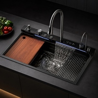 Évier de cuisine encastré en acier inoxydable fait main, à cuve unique profonde, avec grille de filtration et kit de vidange