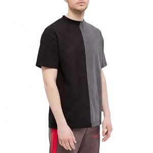 Wholesale Men's Vintage Oversize Acid Wash T-<b>Shirt</b> Custom Logo Two Tone <b>Patchwork</b> Puff Printing 100% Cotton Eco-Friendly - Product Image 5