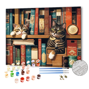 Pinturas por números Tamaños grandes Dos gatos en la estantería <span class=keywords><strong>Pintura</strong></span> por números Decoración de muebles para <span class=keywords><strong>el</strong></span> hogar - Product Image 1