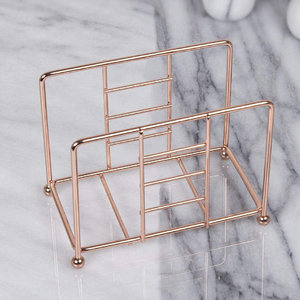 Porte-serviettes en métal moulé en aluminium le plus vendu avec base de conception de feuille et dessus en marbre or pour décor de fête classique - Product Image 3