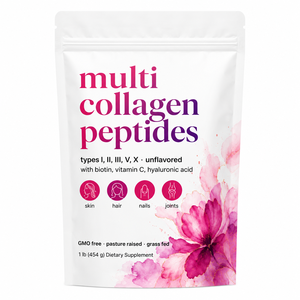 Poudre de Collagène Hydrolysé 10g Protéines par Portion, <span class=keywords><strong>4</strong></span> Types de Collagène + Acide Hyaluronique + Vitamine C + 5000mcg Biotine, 54 Cuillères - Product Image 1