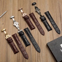 Bracelets de montre en cuir de veau respirant et tendance à prix abordable avec boucle ardillon en acier inoxydable 12mm-24mm Unisexe