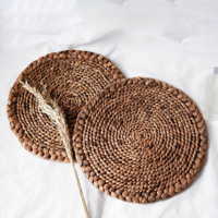 Set de table en jacinthe d'eau, tressé à la main, en fibre écologique, avec sous-plat décoratif