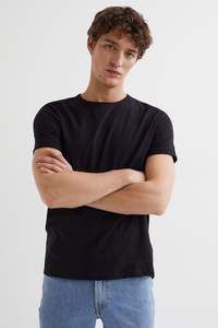 <b>Men's</b> Loose Fit 100% Cotton <b>Stretch</b> Active Casual T-Shirt Crew Neck Short Sleeve with Logo Printed Athletic Wear - Product Image 4