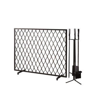 Écran de cheminée en fer forgé, design filaire, finition noire, écran de protection pour foyer, décoration de jardin extérieur - Product Image 4