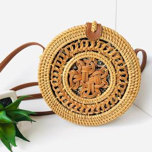 Sacs à bandoulière en Faux cuir bohème rond en rotin de paille naturelle pour femmes à bas prix - Product Image 3