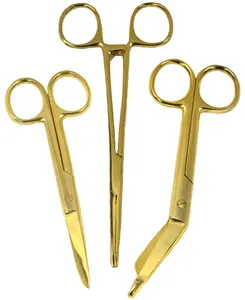 SET von 3 PCS MEDICAL Nursing Scissors Bandage Scissors & Artery Forceps Goldfarbe Beste Qualität in günstigen Preis Lieferant Pakistan