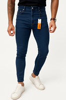 Jeans de Hombre Slim Fit Rectos Casuales Elásticos de Cintura Media, Denim Resistente con Suavizante Ecológico y Parches Vintage