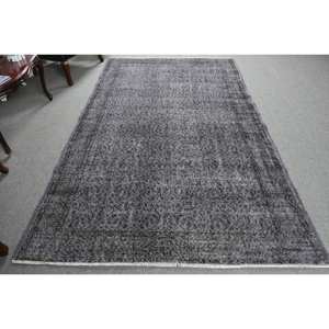 Alfombra de lana turca gris moderna de 5,4x9 pies, diseño de retales de tejido plano para decoraciones de sala de estar, 4m de ancho con respaldo de látex - Product Image 1