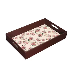 Plateau de service en bois exquis imprimé au laser plateau en bois d'acacia à thème naturel avec poignées attachées plateau de service en bois de dîner de fruits - Product Image 4