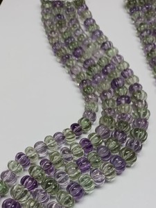 Cuentas de Piedra de Amatista Verde Rosa Natural Talladas Suaves de Alta Calidad M.Y.GEMS, Forma de Calabaza/Melon, 8mm-14mm, para Joyería - Product Image 4