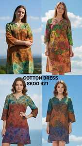 Best Selling Women's Cotton Kurti Modern Style Handmade Office Casual Dress From India with Embroidered Lace Decoration - Product Image 2