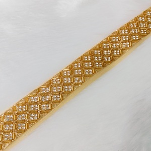 Jharkhand Gold Embellished Lace Fabric with Diamond Work Trim <b>Decorative</b> Fabric for Clothing & Home <b>Decorative</b> Use - Product Image 1