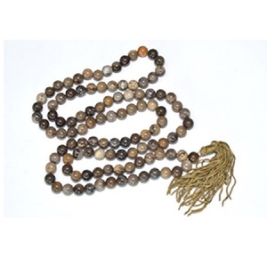 Piedra de alta calidad Mala cuentas petrificadas curación Natural Mala cristal Collar Cuentas 108 piedras preciosas naturales cristal Mala mayorista - Product Image 4