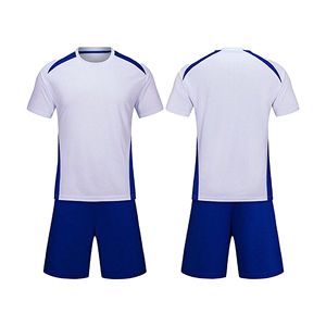 Men's White Blue Soccer Jersey Set Short Sleeve Crew Neck Moisture Wicking Polyester <b>Athletic</b> Fit All Seasons Adult Apparel - Product Image 3