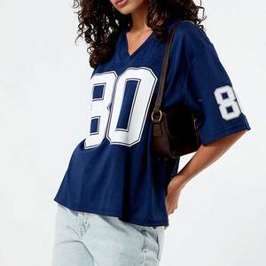 T-shirt de football américain surdimensionné personnalisé pour homme, style vintage rétro, maille ample, vente en gros - Product Image 1