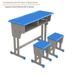 <span class=keywords><strong>Escritorio</strong></span> escolar doble ajustable para niños o adolescentes Artículos de papelería para estudiantes escolares Juego de mesa y <span class=keywords><strong>silla</strong></span> para 2 personas - Product Image 3