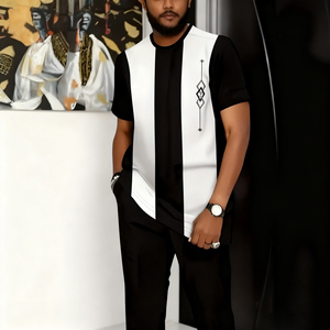 <span class=keywords><strong>Abbigliamento</strong></span> Uomo Africano 2025 Traspirante Ricamato 100% Poliestere Elasticizzato in Quattro Direzioni di Alta Qualità Stile Smart <span class=keywords><strong>Casual</strong></span> Retrò - Product Image 1