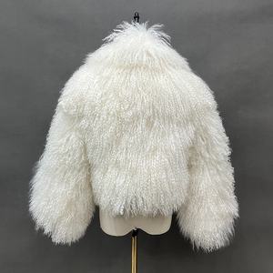 <b>Women</b> Special Collar Crop Length Mongolian Lamb Fur Jacket Genuine Fur Coats - Product Image 2