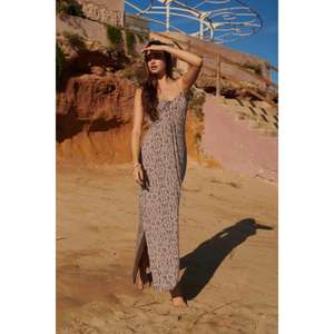 Robe longue bohème décontractée d'été pour femme, à imprimé animal, écologique, lavable, taille naturelle, à bretelles spaghetti, coupe ample, pour la plage - Product Image 3