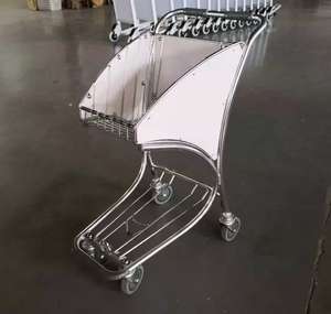 Four-<b>Wheel</b> Stainless Steel Airport Shopping <b>Trolley</b> with Brake <b>4</b> <b>Wheels</b> Luggage <b>Trolley</b> - Product Image 3