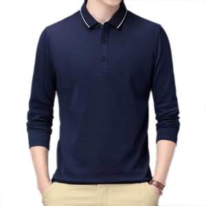 Polo liso de color personalizado para hombre, camiseta informal de mezcla de algodón de manga larga con cuello, ropa informal perfecta, producto OEM - Product Image 4