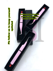 Nouveau revêtement en poudre de couleur rose à 45 degrés avec poupée de côté arrière pince à épiler d'extension de cils à 90 degrés courbe outil de beauté en acier inoxydable - Product Image 6