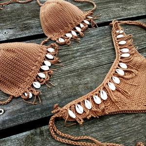 Bikini tendance en crochet coquillage brun tan - Product Image 2