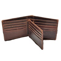 Dompet kulit pendek kualitas Premium pria tipe penutupan terbuka dengan lapisan poliester