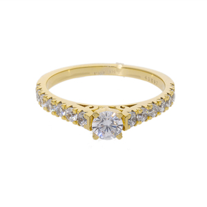 Elegante anillo de compromiso de oro de 14 quilates con diamante redondo de corte brillante Pave-Set Side Diamonds Anillo de diamante natural - Product Image 1