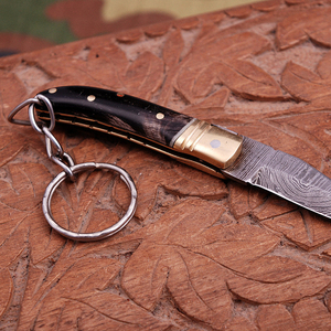 Couteau de camp de poche pliant fait à la main avec gaine en cuir personnalisable OEM prix de gros pour la pêche - Product Image 3