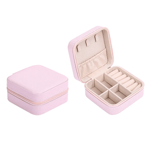 กล่องใส่เครื่องประดับหนัง PU หลากสี น้ำหนักเบา พกพาสะดวก พร้อมซิป ขนาด 3-3/4 X 3-3/4 X 1-7/8 นิ้ว - Product Image 2