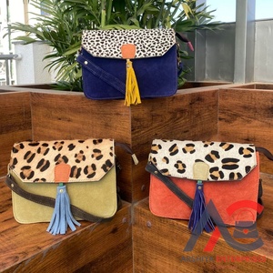 2024 Factory New Women's Animal Print Recycled Suede Leather Tassel Crossbody Bag <b>Large</b> Capacity Colorful Leather Shoulder Bags - Product Image 1