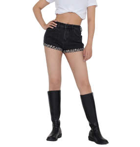 Women's Hot Breathable High Quality Cotton Denim Shorts Light Weight <b>Elastic</b> <b>Waist</b> Latest Design Solid Color Logo OEM Serviced - Product Image 1