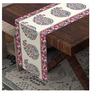 Blue Color 100% Organic Cotton GOTS Certificate Customized Reusable Multipurpose Hot controller Custom Design home <b>Table</b> <b>Runner</b> - Product Image 5