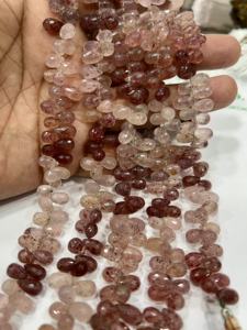 Cuentas de Cuarzo Rosa Natural Facetadas en Forma de Lágrima, Hilo de 8 Pulgadas, Tamaño de 5-7 mm, Cuentas de Piedras Preciosas Marrones - Product Image 3