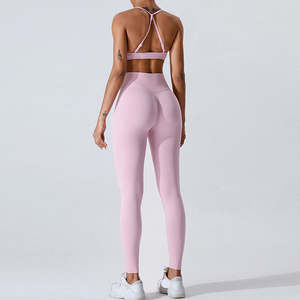 กางเกงโยคะระบายอากาศแบบถักเอวสูงสำหรับผู้หญิงเลกกิ้งออกกำลังกายเลกกิ้งออกกำลังกาย - Product Image 4