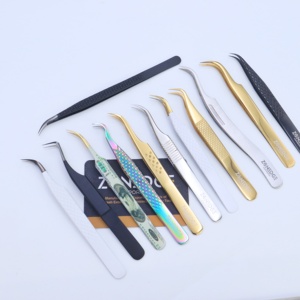 แหนบปลายแหลมแบบมืออาชีพสำหรับการต่อขนตาสินค้ามาใหม่สีชมพูทองนู้ดขนตาสแตนเลสเพิ่มวอลลุ่ม - Product Image 2