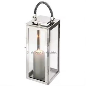 Expensive Design Steel/Glass Hanging <b>Lantern</b> Shiny <b>Silver</b> Finished for Home & Wedding Tabletop Decor Candle <b>Lantern</b> - Product Image 4