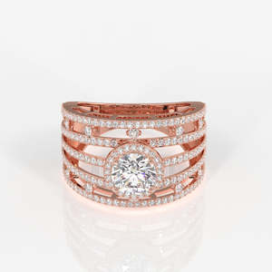 18K <b>Gold</b> Moissanite Diamond <b>Cocktail</b> <b>Ring</b> Round Cut Elegant Style - Product Image 6
