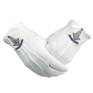 Gants maçonniques blancs en coton brodés, simples, pour cérémonies religieuses, à bas prix - Product Image 1