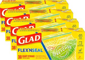 Glad Flex'N Seal Food Storage <b>Plastic</b> Bags, Quart, 38 count, Pack of 4 - Product Image 6