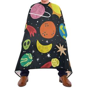 Meilleures capes de cou élastiques confortables Logo personnalisable Matériau en soie imperméable Barber Halloween Barber Capes - Product Image 4