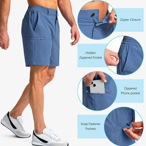 Short de gymnastique respirant de style de rue pour hommes Logo personnalisable Anti-rides vêtements de fitness d'été Short de basket-ball à motif solide - Product Image 6