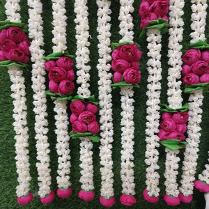 6 pies Mogra con guirnaldas de flores de peonía Ranunculus guirnalda de flores decoración de boda Mandap Mehndi Sangeet decoración de inauguración de la casa - Product Image 1